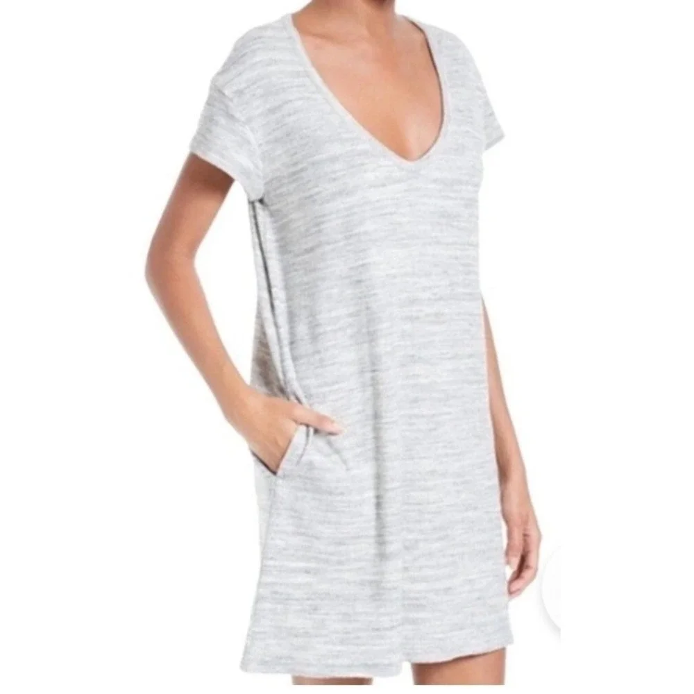 ATM Anthony Thomas Melilla Sweatshirt Dress Heathered Grey Pockets WM Medium EUC